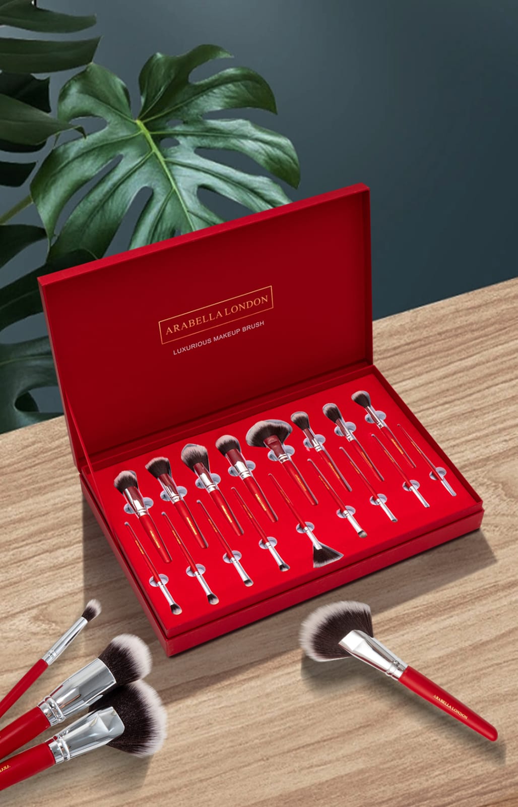 Arabella London Luxurious Makeup Brush Full Set With Leather Bag
